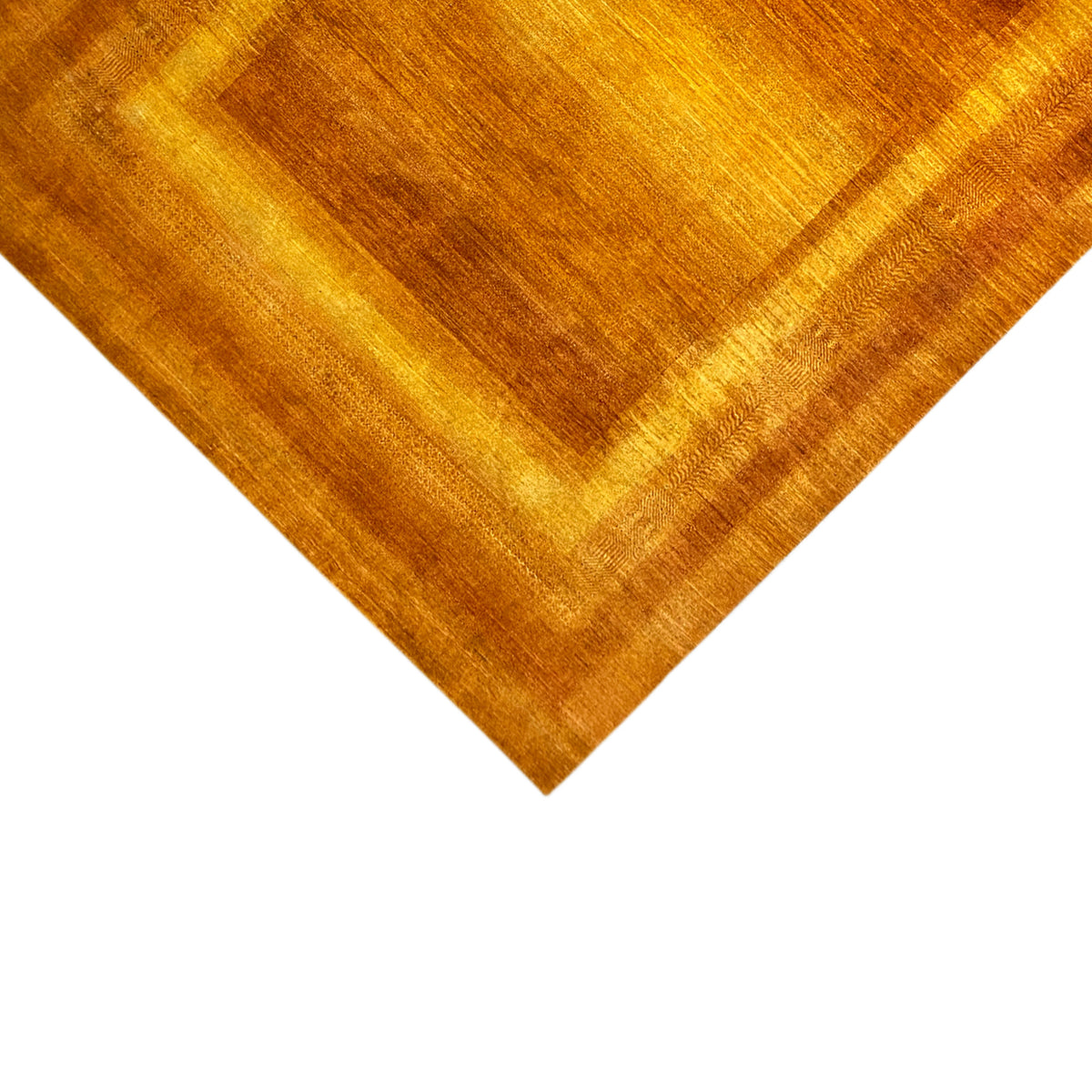 Corner of a Gabbeh rug: brown-orange with an orderly line and border pattern