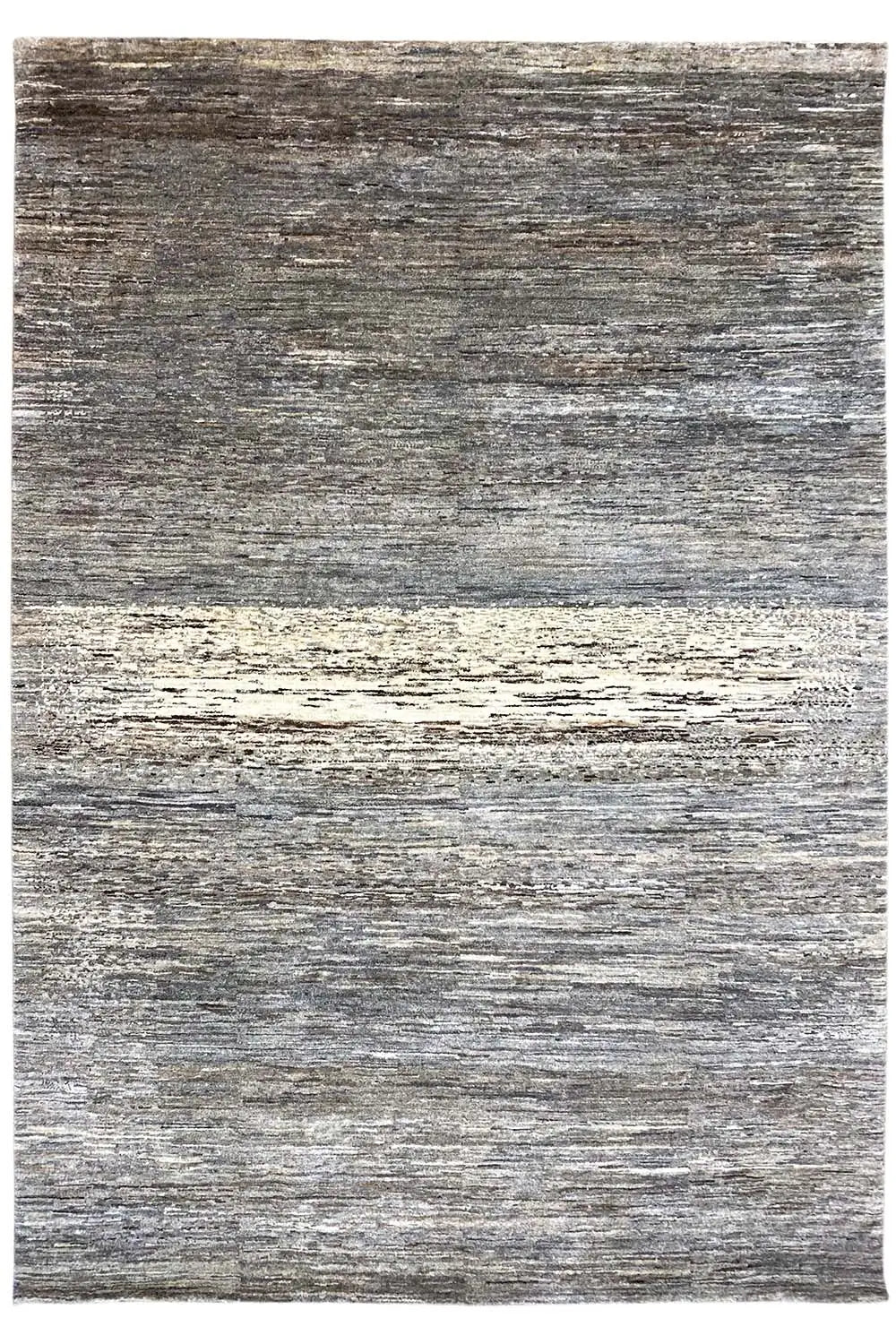 Gabbeh Lori rug, rectangular, gray-beige striped pattern with a fine texture