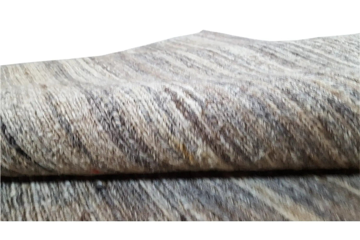 Kelim Qashqai rug 187x155 cm, edge with folded texture and short pile, gray-beige