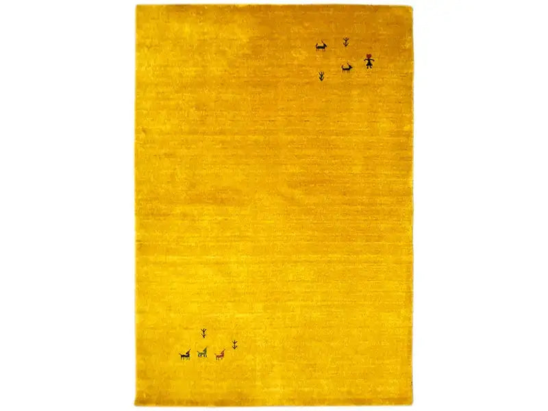 Gabbeh rug, yellow, simple field with small animal and plant motifs
