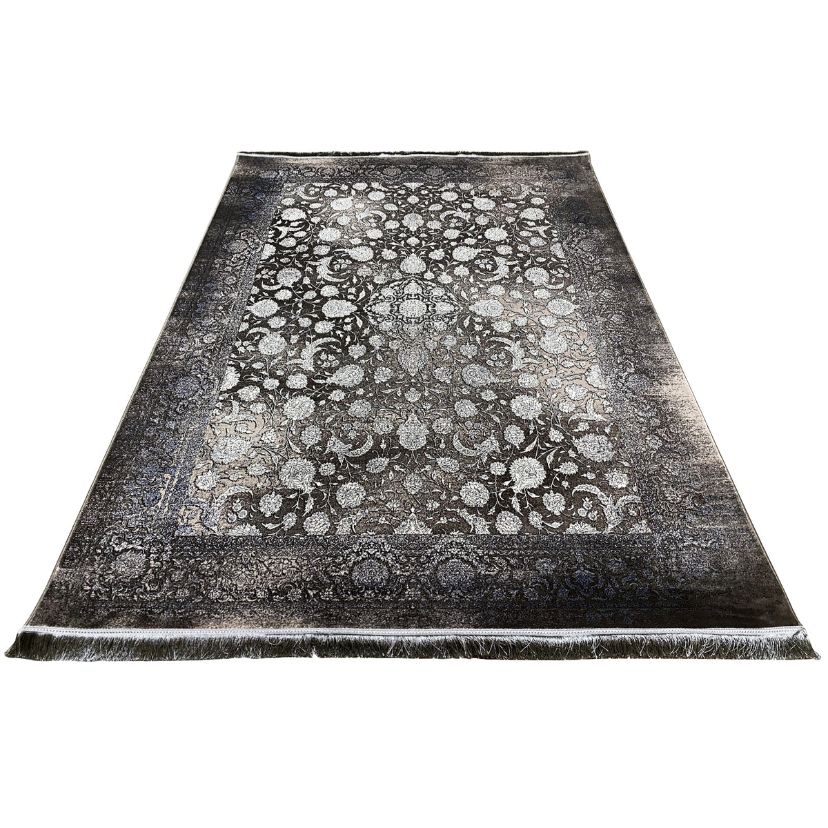 Moonflower rug 170x240 cm, flat-woven with an ornamental pattern and contrasting border