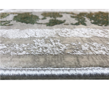 Carpet 170x240 cm close-up of the border with pile texture and silver trim