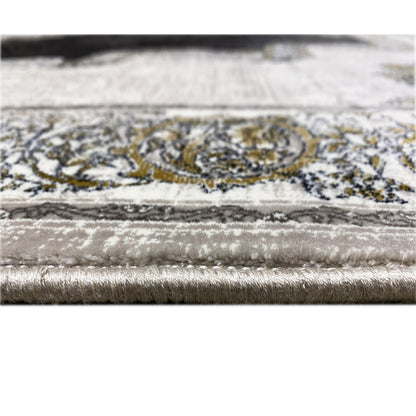 Carpet edge: silver trim with a patterned hem and subtle fringe look