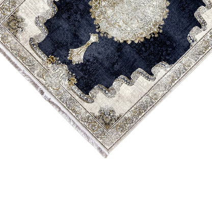 Carpet 170x240 cm corner with fringes and silver-gold ornamental border