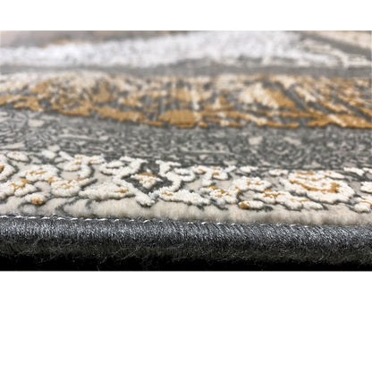 Close-up of the carpet edge: dense pile with a bound, patterned border