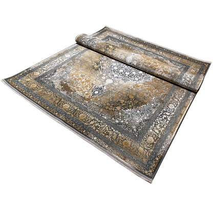 Rauchgold rug 170x240 cm, rectangular, gold-gray with an ornamental medallion pattern