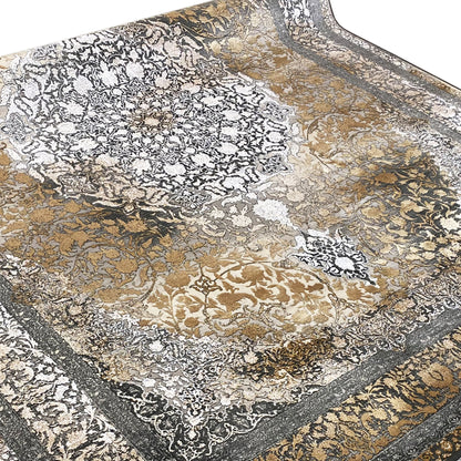 Rauchgold rug 170x240 cm, close-up of the pattern: ornaments, gold, gray, dark brown