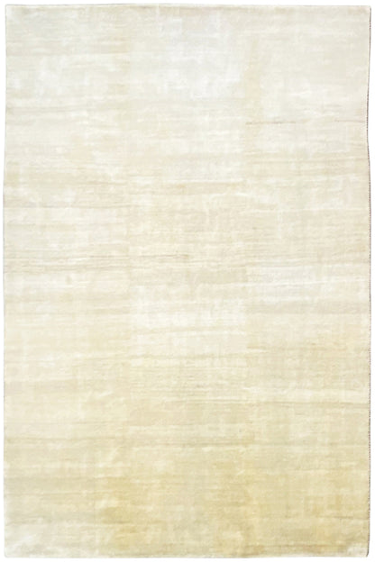 Light beige rectangular Gabbeh rug with an even line pattern and a narrow border