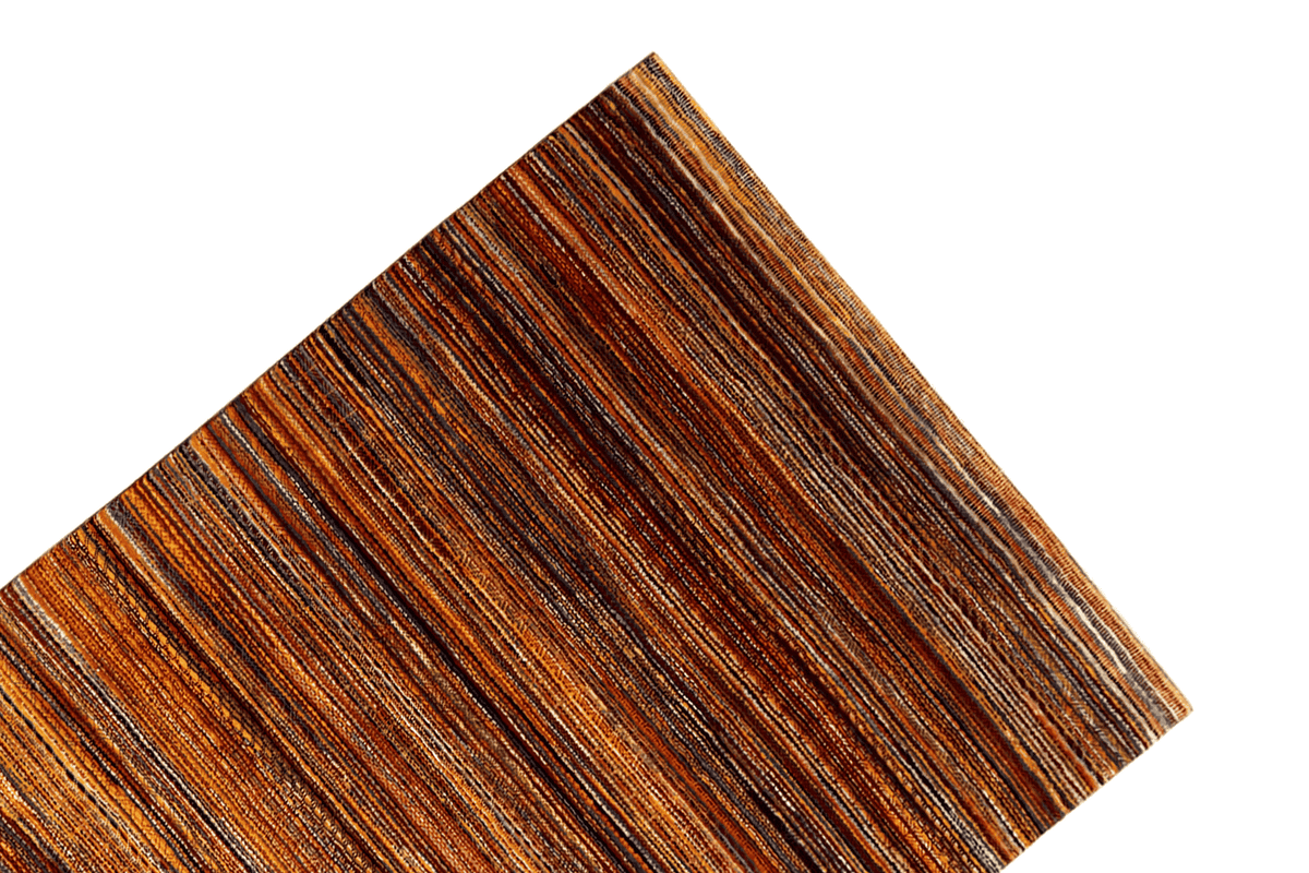 Carpet corner with a dense border and stripes in brown and orange