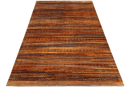 Rectangular wool rug with multicolored stripes, flat-woven texture
