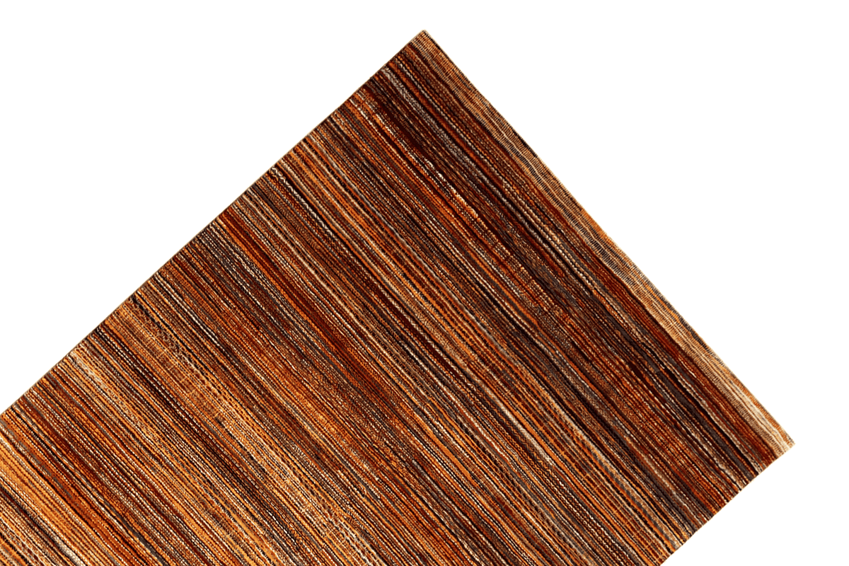 Hand-knotted carpet corner with a dense woven pattern and multicolored stripes