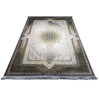 Carpet with star pattern and bordered trim, tassels at the bottom, 170x240 cm