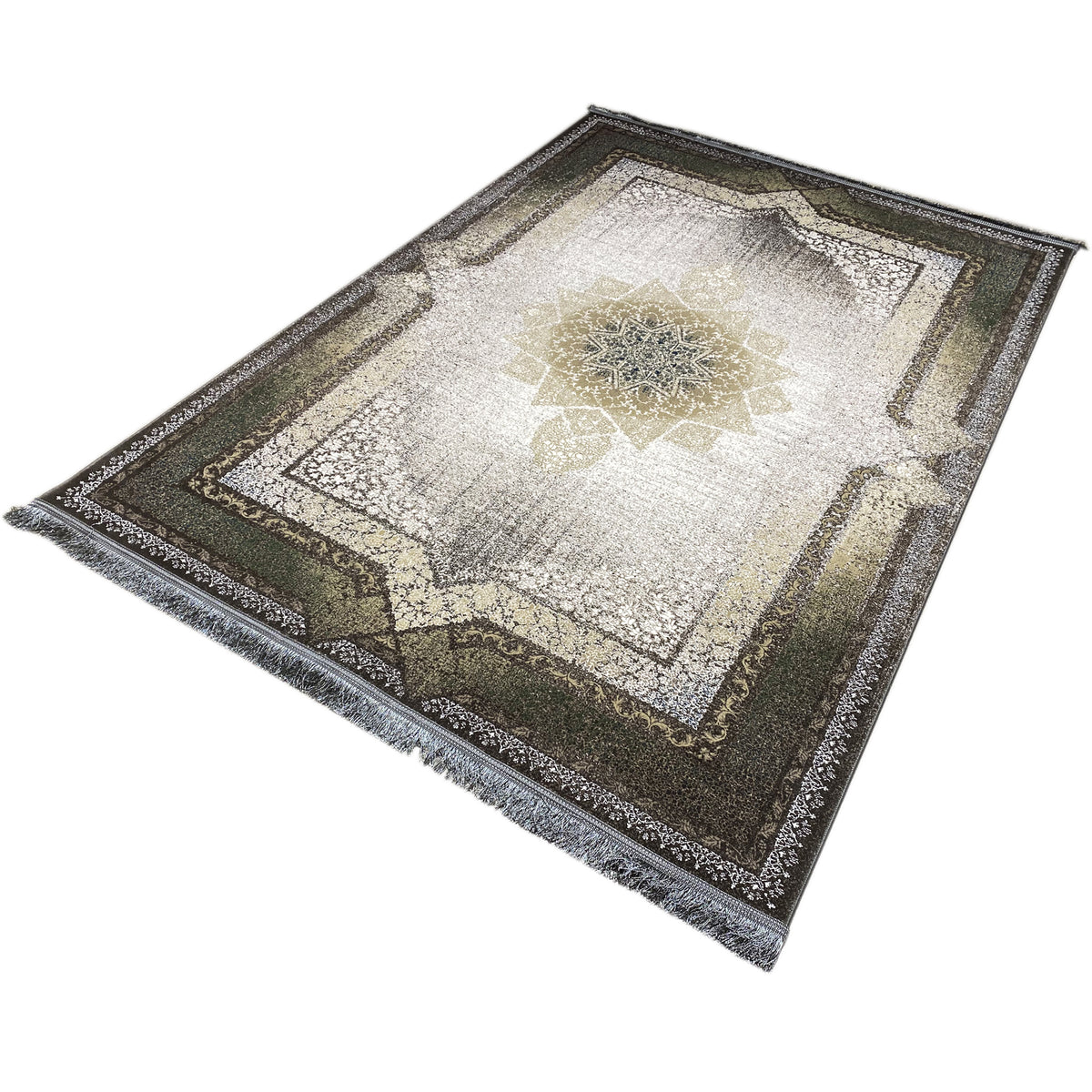Rug laid at an angle with star-shaped decoration and dark edging, 170x240 cm