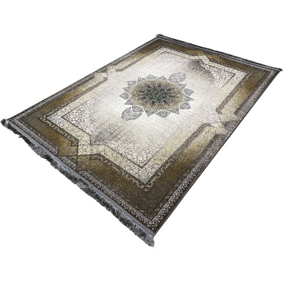 Rug 170x240 cm with an oriental medallion, multicolored ornaments and border, folded squarely