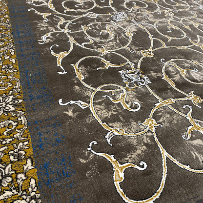 Dark rug with golden grapevine, 170x240 cm