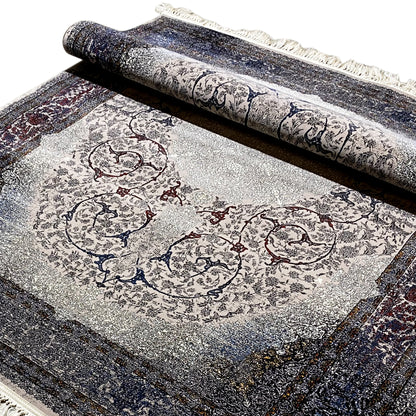 Rug Sofia 160x230 cm, close-up of the border; dark frame, gray ornamental field