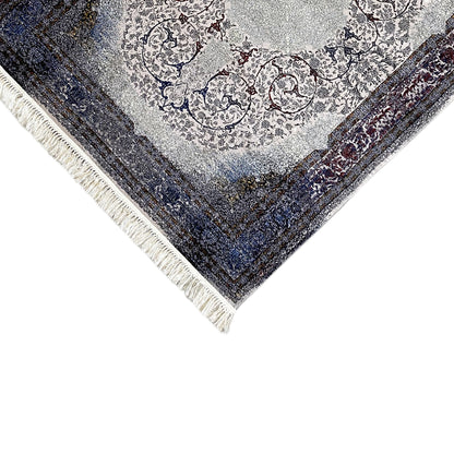 Rug Sofia 160x230 cm, detail below: fringes, dark border with ornamental stripes