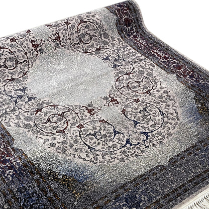 Rug 160x230 cm with a light gray Baroque ornament pattern and dark border design