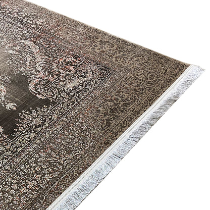 Oriental rug border with a light bound edge and dark ornamental stripe