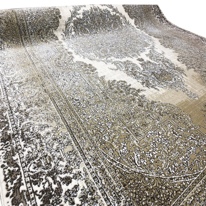 Cream-silver rug 170x240 cm in detail: delicate ornamental relief