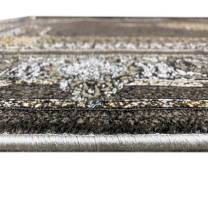 Oriental rug 170x240 cm, light gray fringe trim with gold-patterned edging
