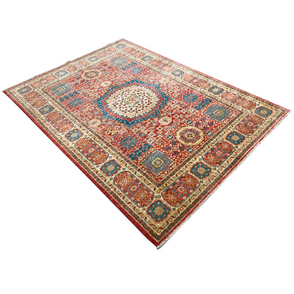 Mamluk carpet in red and blue with a central medallion and symmetrical ornamental fields