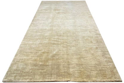 Gabbeh rug in light beige with a fine, elongated stripe pattern and smooth edges