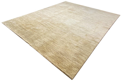 Gabbeh rug in light beige with a subtle linear texture, arranged in a triangular pattern