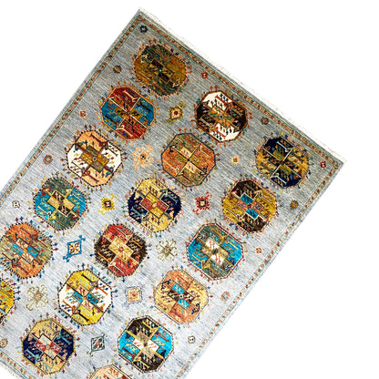 Ziegler rug: Corner view with colorful medallions and decorative border