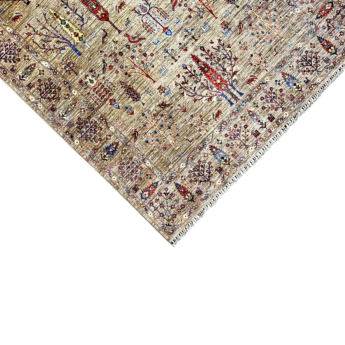 Corner of the Ziegler rug: fine pattern and border, multicolored on a light background