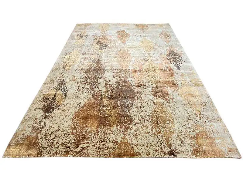 Designer rug 303x247 cm, folded square: beige-brown abstract pattern