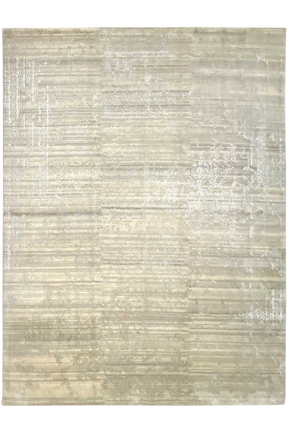 Carpeted area with light beige, tightly patterned textile and a fine texture