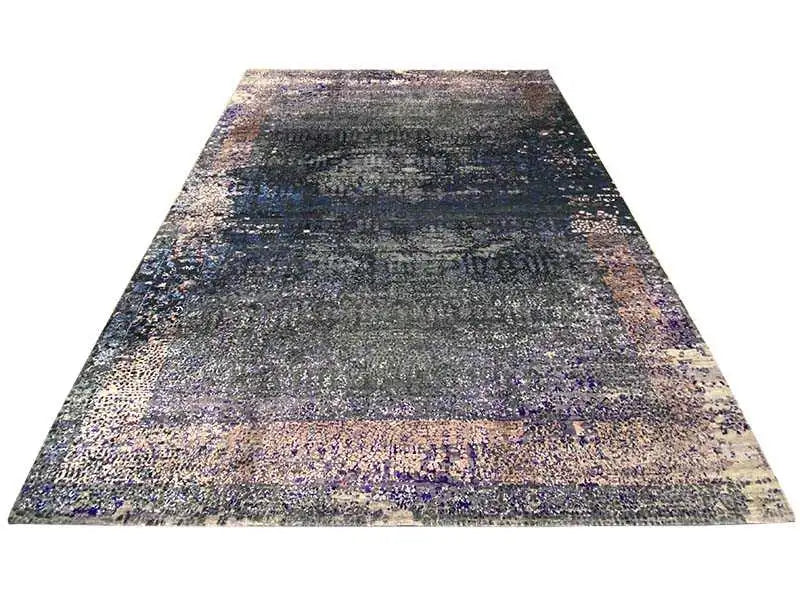 Designer rug 300x246 cm, rectangular: dark gray with blue-violet color transitions