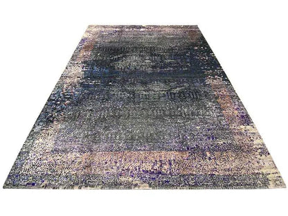 Designer rug 300x246 cm, rectangular: dark gray with blue-violet color transitions
