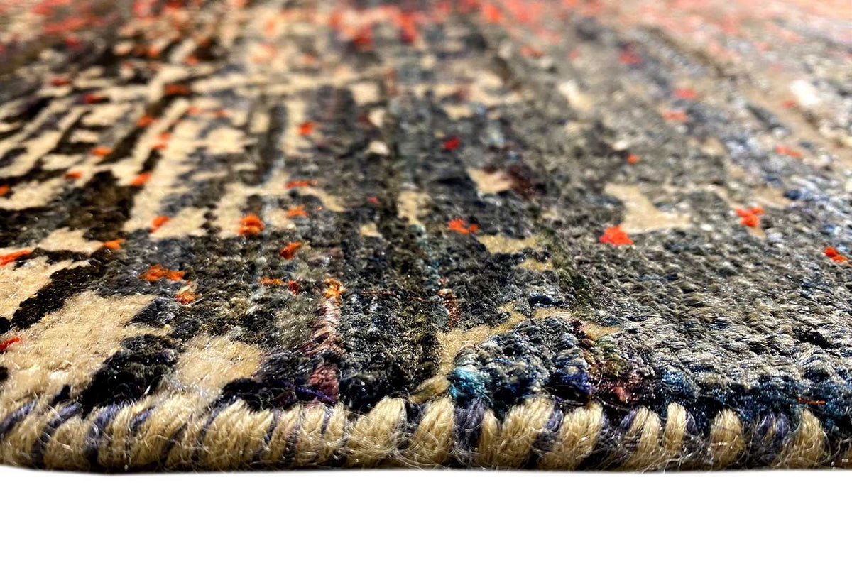 Designer rug 368x277 cm Detail: textured pile, fringed edge, mixed colors