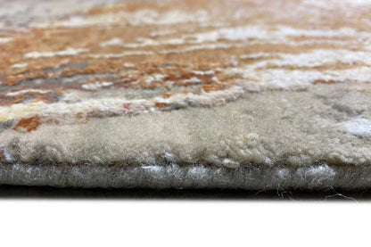 Designer rug 308x252 cm close-up of the edge with short pile and an abstract pattern