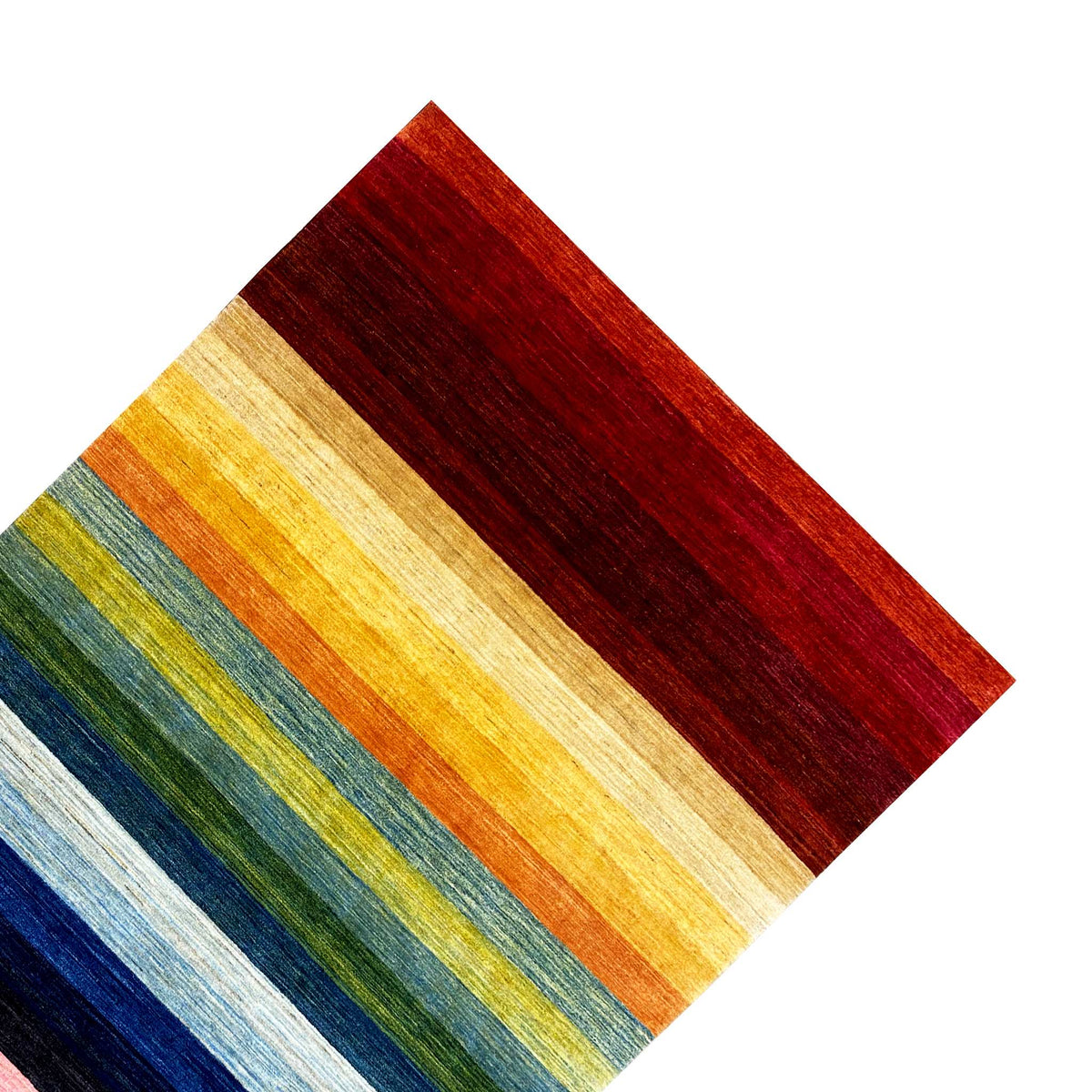 Gabbeh rug with stripes in red, yellow, green and blue
