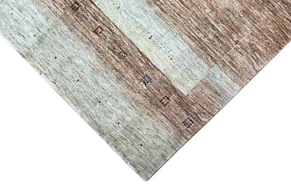 Gabbeh rug - detailed view of the border with small accents of brown and blue