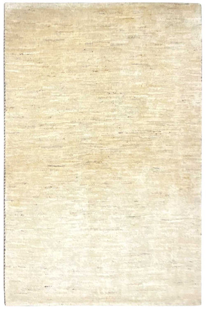 Gabbeh rug 150x101 cm, rectangular front view in a light cream tone
