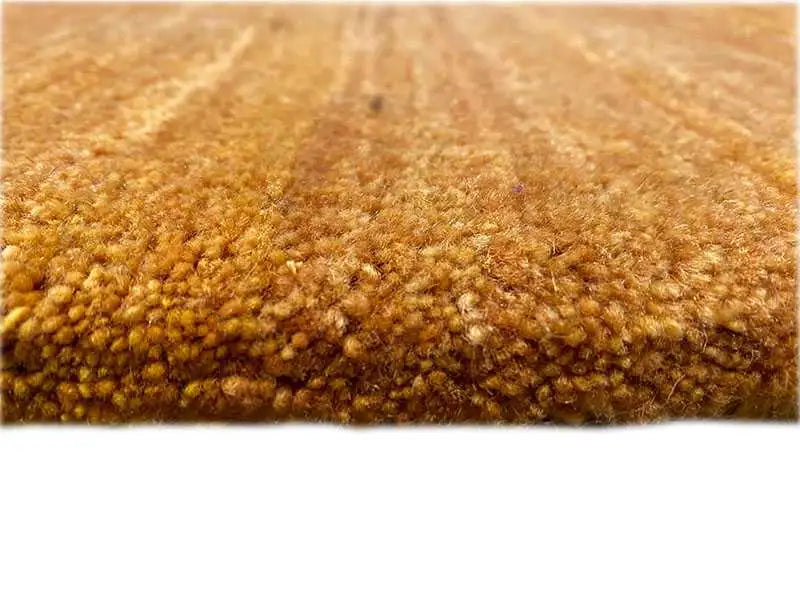 Gabbeh rug 159x134 cm, close-up view of the ochre-brown pile texture