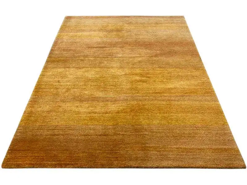 Gabbeh rug, rectangular, honey brown with fine lines, short pile
