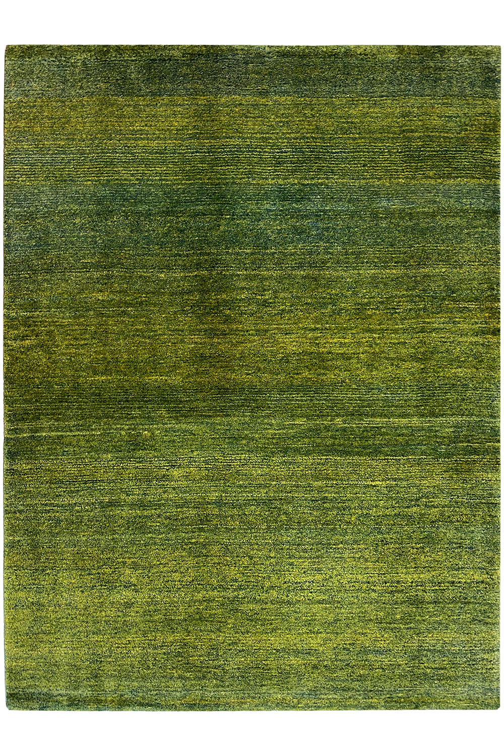 Green rectangular Gabbeh rug with an even pile pattern