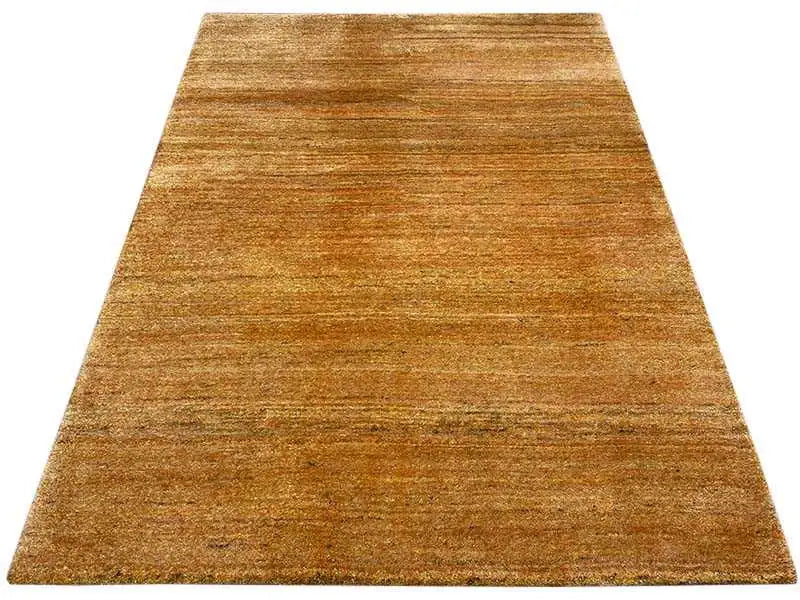 Gabbeh rug with subtle brown shading and fine lines, rectangular