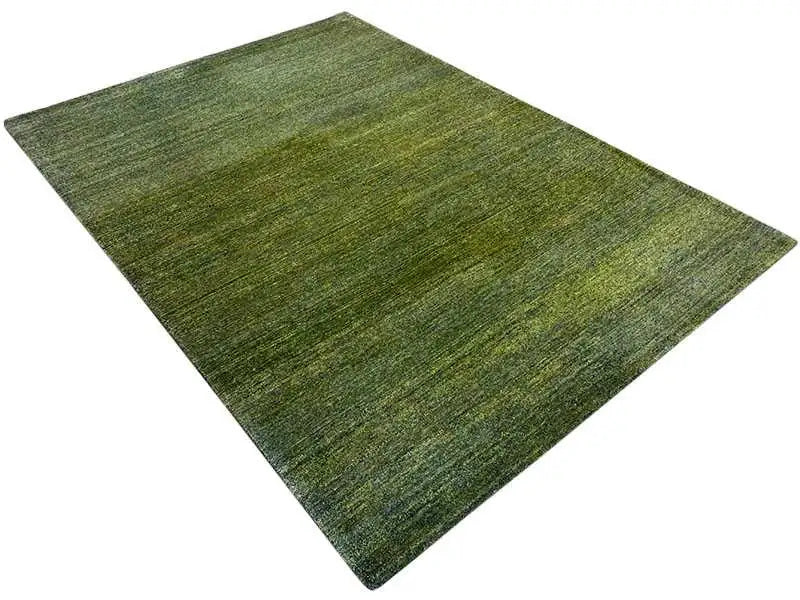 Rectangular Gabbeh rug, mottled green, even pile surface
