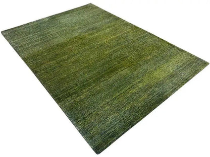 Rectangular Gabbeh rug, mottled green, even pile surface