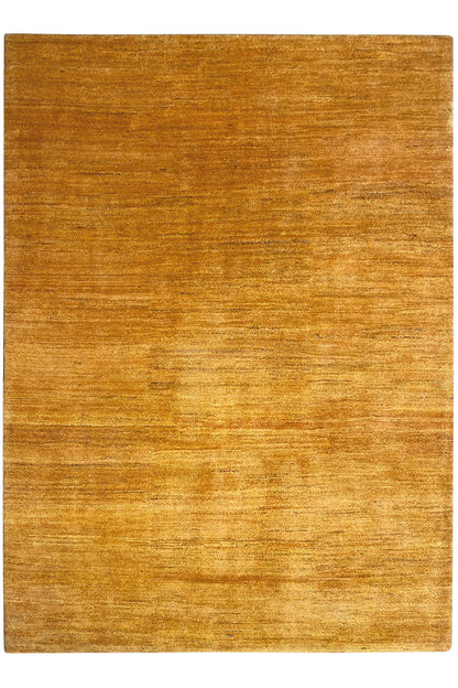 Gabbeh rug 237x168 cm, rectangular, golden-brown woven pattern with a light area.