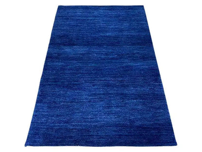 Blue Gabbeh rug 150x100 cm, rectangular, fine pile texture