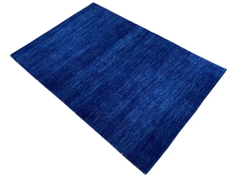 Blue Gabbeh rug 150x100 cm, rectangular, even pile stripes