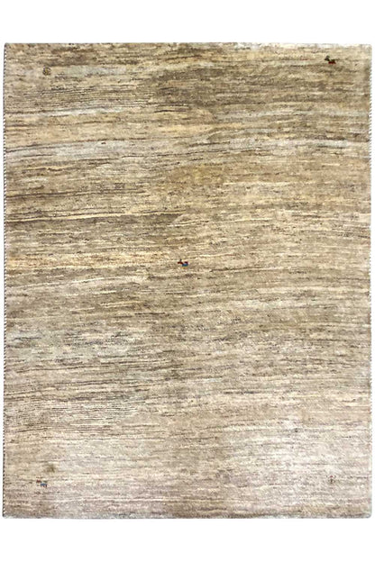 Gabbeh rug front with an even beige texture and fine lines