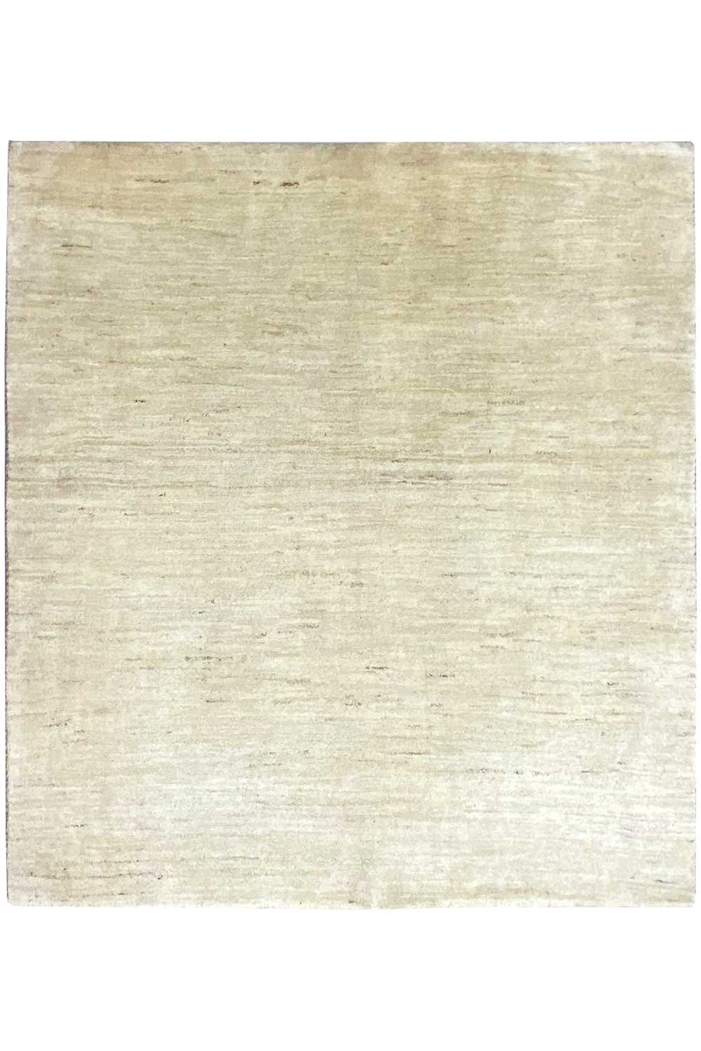Gabbeh rug 155x141 cm, light beige surface with a subtle linear texture and even pile